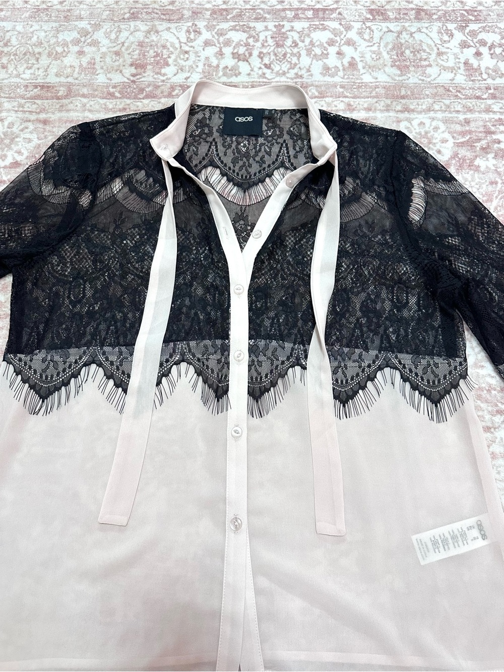 ASOS ๐ค Sheer Lace Buttoned Blouse - Picture 14 of 15